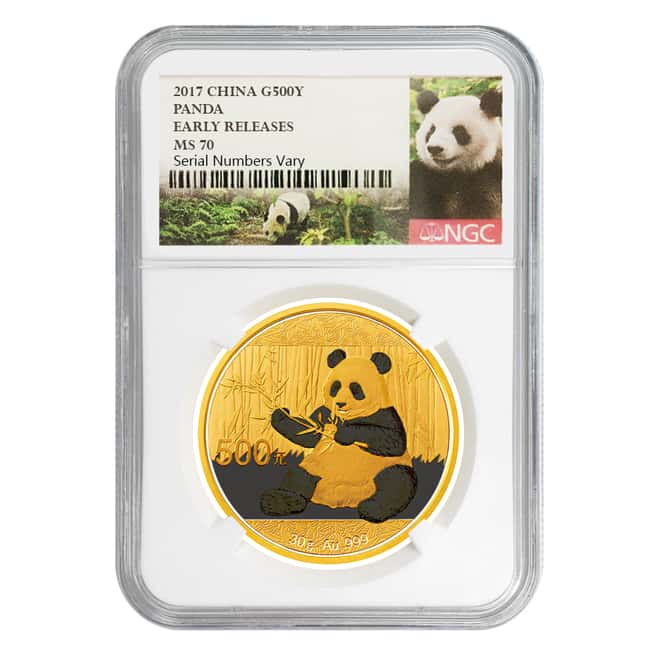 2017 30 gram Chinese Gold Panda 500 Yuan NGC MS 70 Early Releases