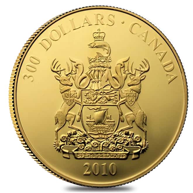 2010 Canada $300 New Brunswick Coat of Arms 60 gram 14 Karat Proof Gold Coin (w/Box & COA)