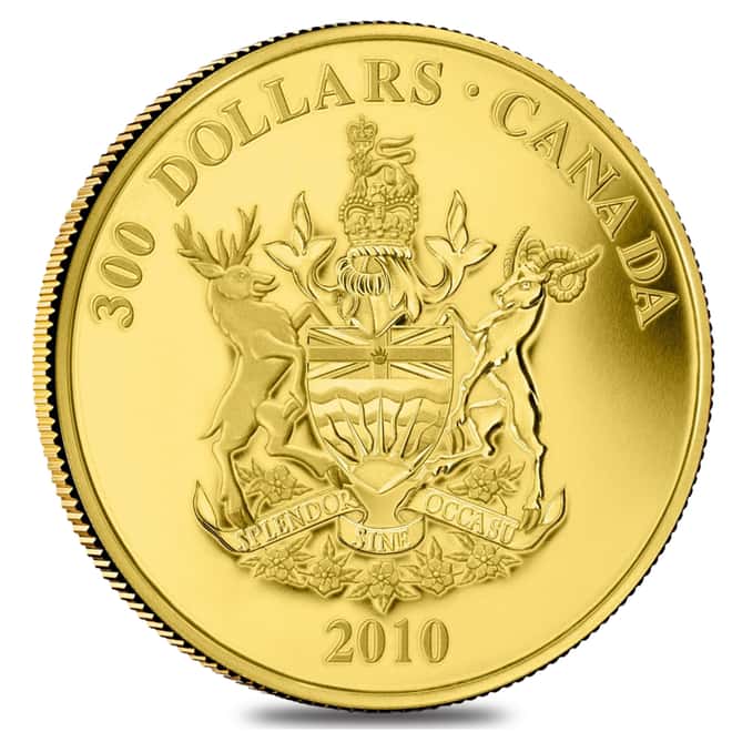 2010 Canada $300 British Columbia Coat of Arms 60 gram 14 Karat Proof Gold Coin (w/Box & COA) 