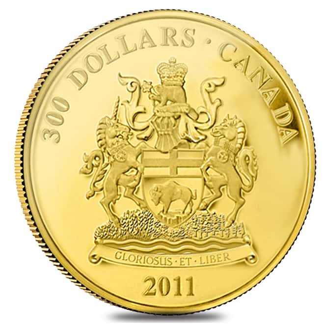 2011 Canada $300 Manitoba Coat of Arms 60 gram 14 Karat Proof Gold Coin (w/Box & COA)