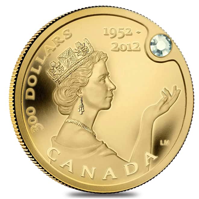 2012 Canada 0.71 oz $300 Queen's Diamond Jubilee Proof Gold Coin .99999 Fine (w/Diamond, Box & COA) 