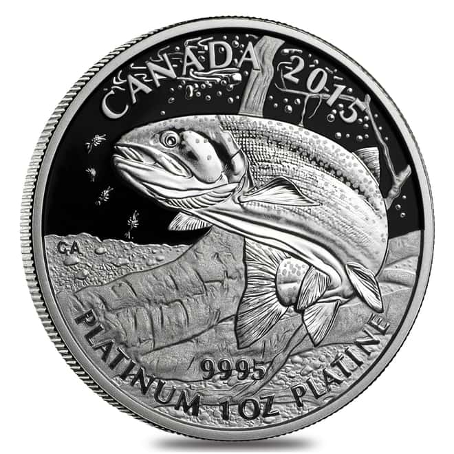 2015 1 oz Platinum Canadian Rainbow Trout $300 Proof Coin (w/Box & COA)