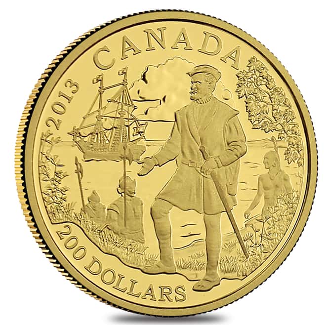 2013 1/2 oz $200 Canadian Jacques Cartier Proof Gold Coin .9999 Fine (w/Box & COA) 
