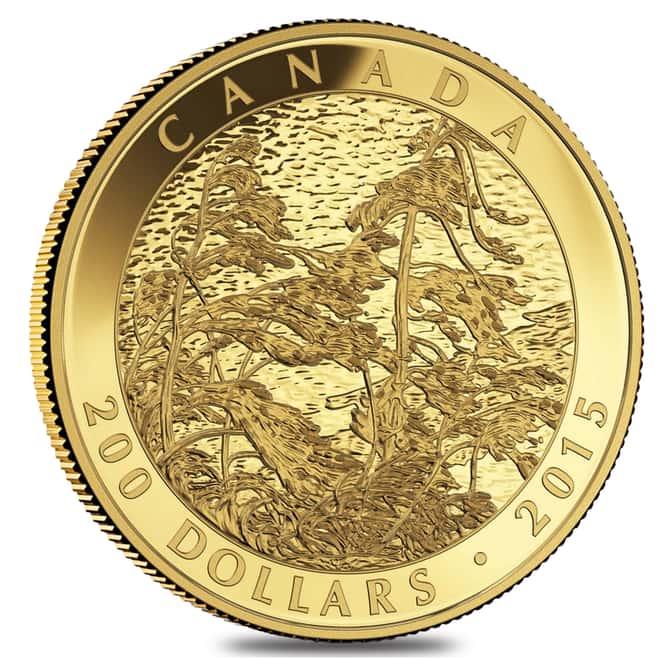 2015 1 oz $200 Canadian Tom Thomson: Pine Island Proof Gold Coin .9999 Fine (w/Box & COA)