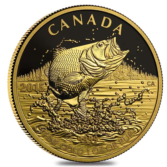 2015 1 oz $200 Canadian Largemouth Bass Proof Gold Coin .9999 Fine (w/Box & COA) 