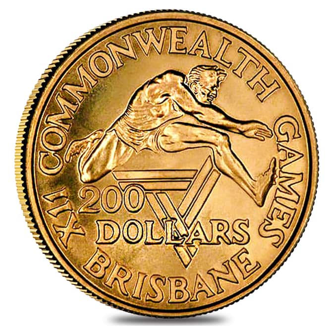 1982 Australia $200 Brisbane Commonwealth Games Gold Coin BU AGW .2948 oz