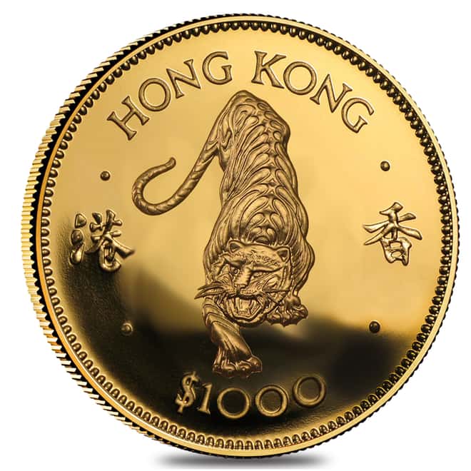 1986 Hong Kong $1000 Year of the Tiger Proof Gold Coin AGW .4710 oz (w/Box & COA)