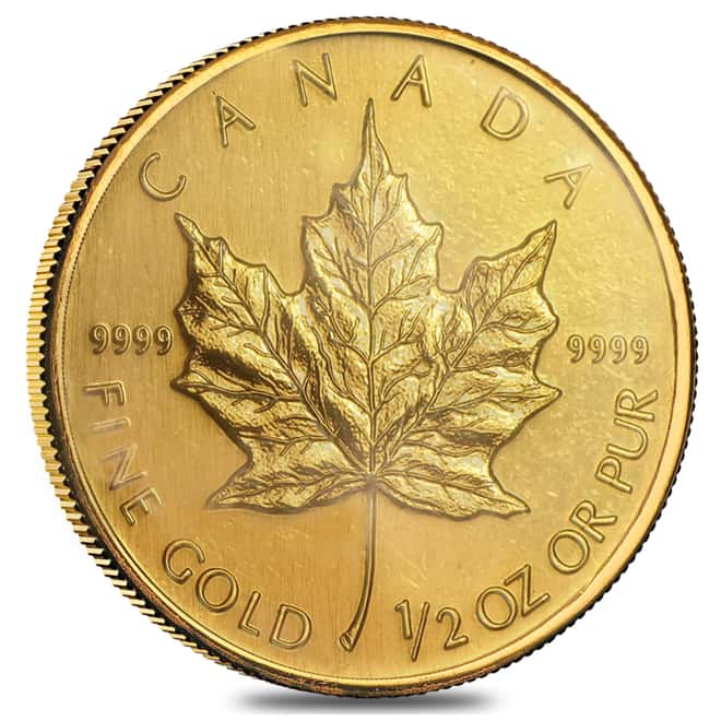 1/2 oz Canadian Gold Maple Leaf $20 Coin Scruffy (Random Year)