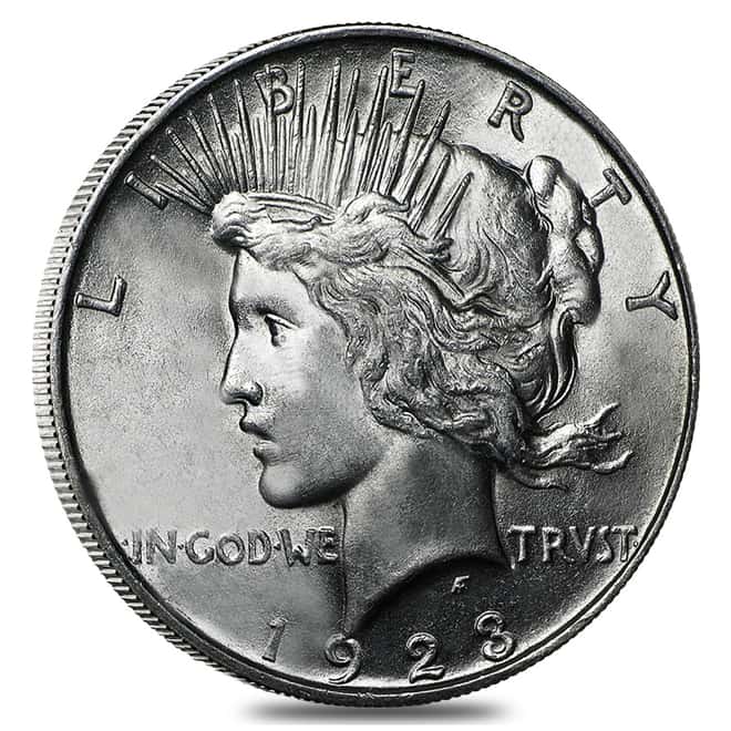 1923 D Silver Peace Dollar AU