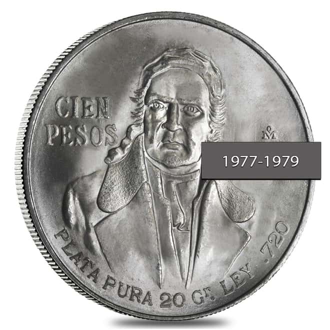 Mexico Silver 100 Pesos AU/BU ASW .643 oz (1977-1979, Random Year)