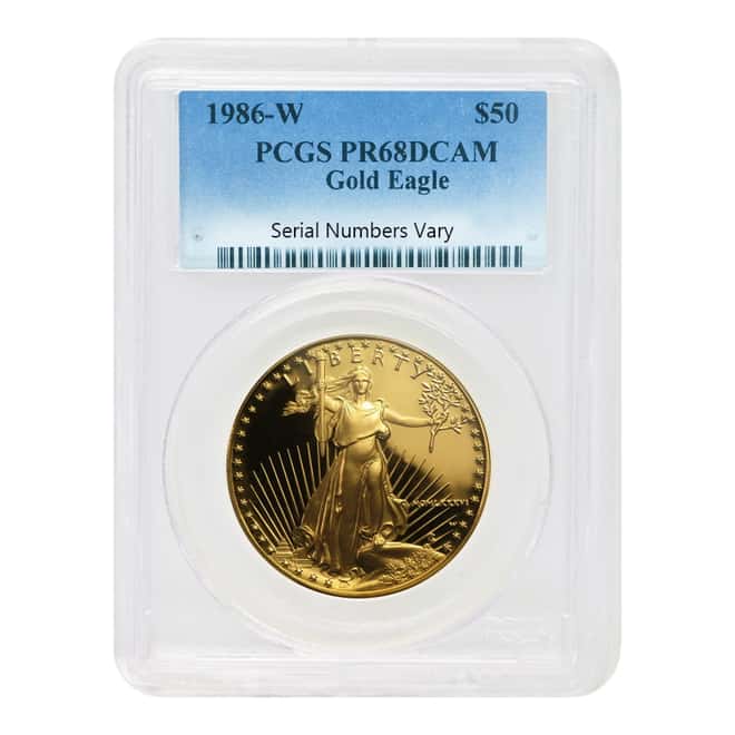 1986 W 1 oz $50 Proof Gold American Eagle PCGS PF 68 DCAM