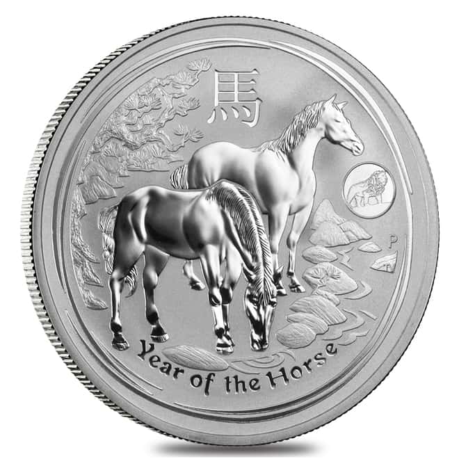 2014 1 oz Australian Silver Lunar Year of the Horse Lion Privy BU Australian Perth Mint In Cap