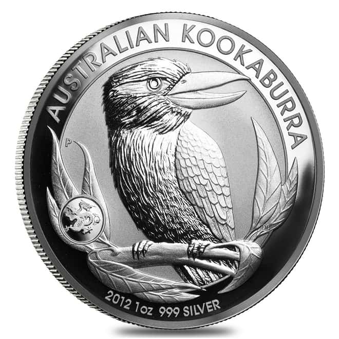 2012 1 oz Silver Australian Kookaburra Dragon Privy Perth Mint .999 Fine BU In Cap