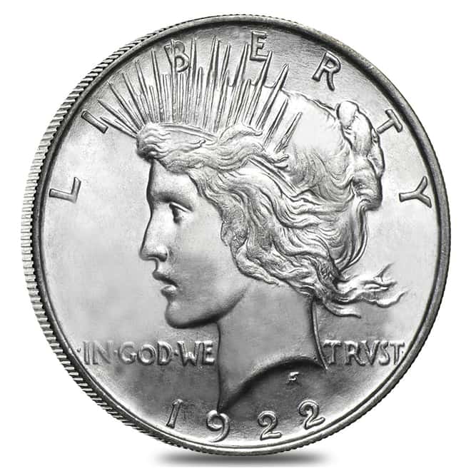 1922 D Silver Peace Dollar BU