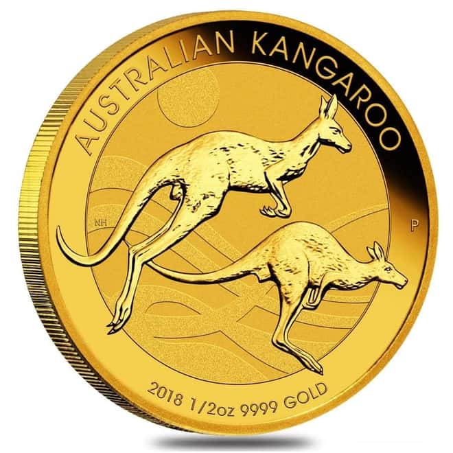 2018 1/2 oz Australian Gold Kangaroo Perth Mint Coin .9999 Fine BU In Cap