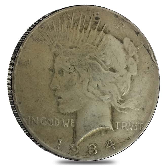 1934 D Silver Peace Dollar VG-VF