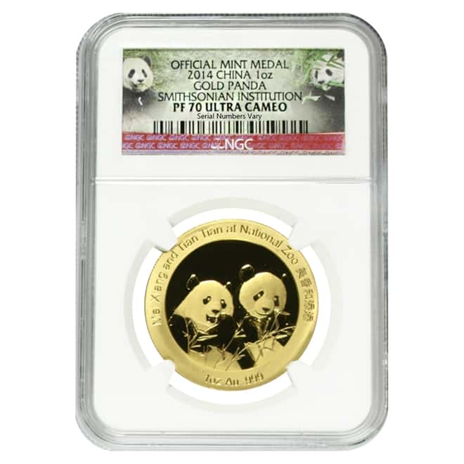 2014 1 oz China Smithsonian Proof Gold Panda Medal NGC PF 70 UCAM (w/Box & COA)
