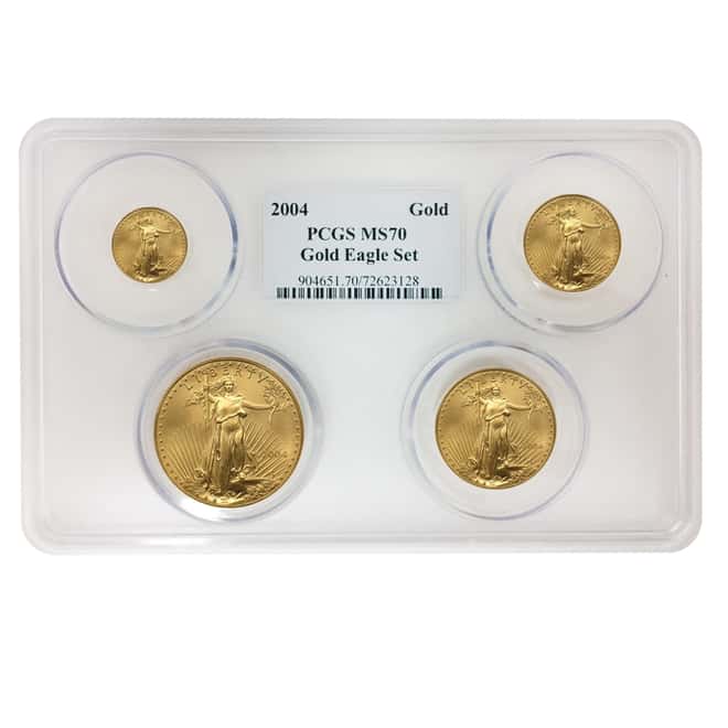 2004 1.85 oz Gold American Eagle 4-coin Set PCGS MS 70 Multi Holder