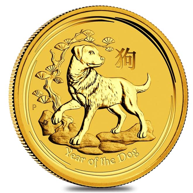 2018 1/2 oz Gold Lunar Year of The Dog BU Australia Perth Mint In Cap