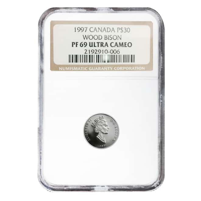 1997 1/10 oz $30 Canada Proof Platinum Wood Bison NGC PF 69 UCAM