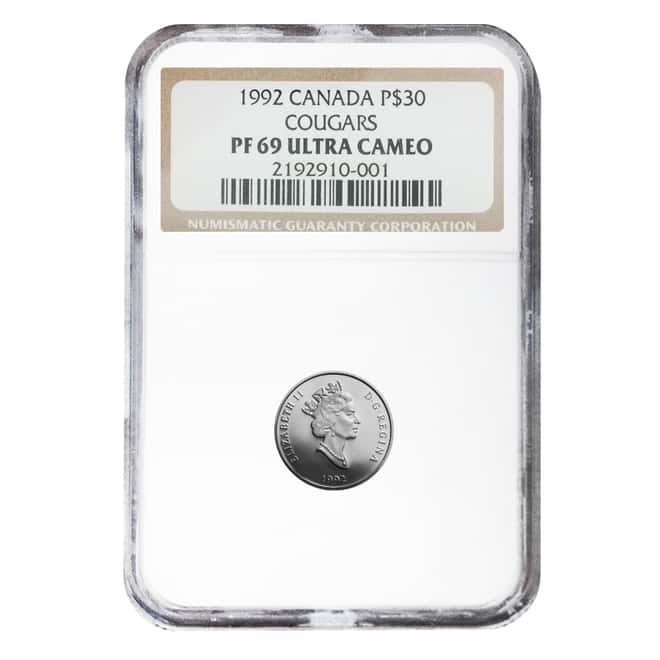 1992 1/10 oz $30 Canada Proof Platinum Cougar NGC PF 69 UCAM