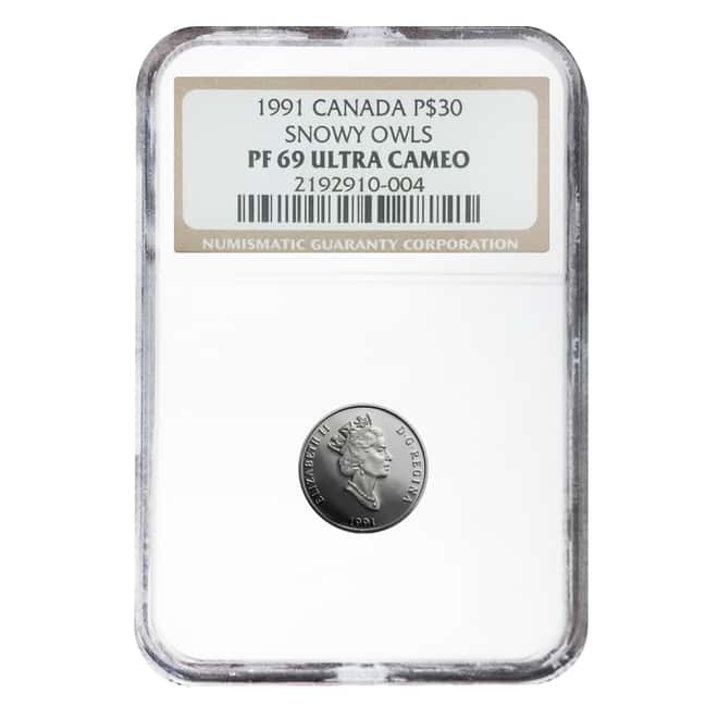 1991 1/10 oz $30 Canada Proof Platinum Snowy Owl NGC PF 69 UCAM