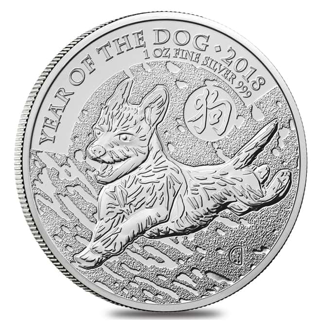 2018 Great Britain 1 oz Silver Year of the Dog Coin .999 Fine BU