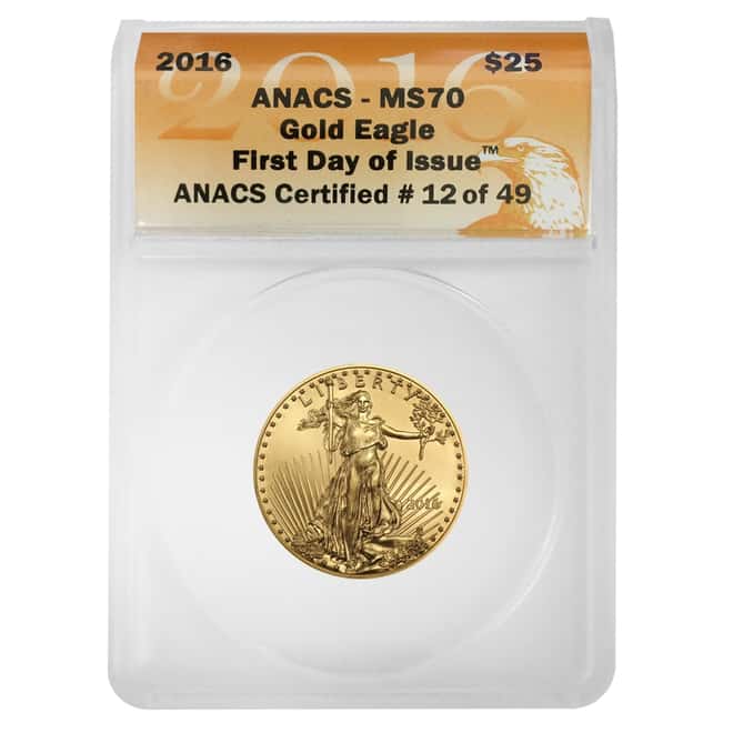 2016 1/2 oz $25 Gold American Eagle ANACS MS 70 FDOI