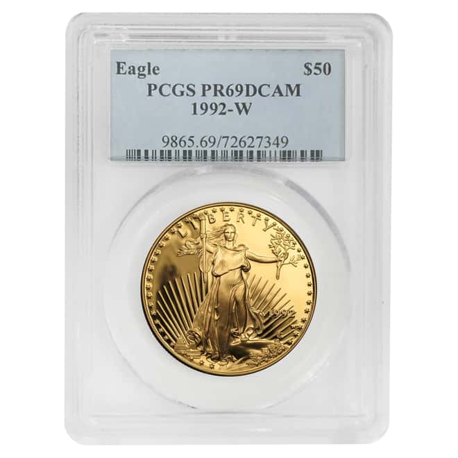 1992 W 1 oz $50 Proof Gold American Eagle PCGS PF 69 DCAM