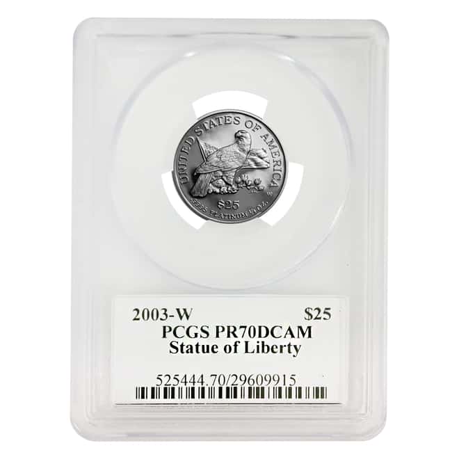 2003 W 1/4 oz $25 Proof Platinum American Eagle PCGS PF 70 DCAM (John Mercanti Signature Label)