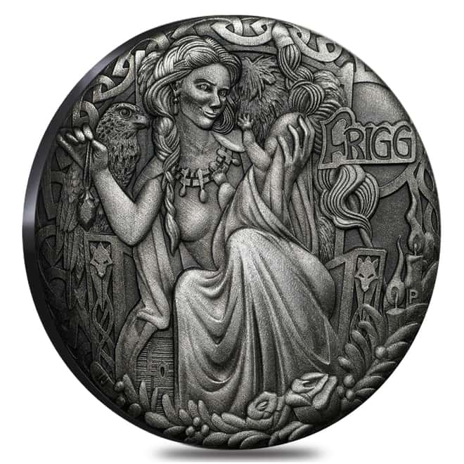 2017 2 oz Tuvalu Norse Goddesses Frigg Antiqued High Relief Silver Coin NGC PF 70 Early Releases