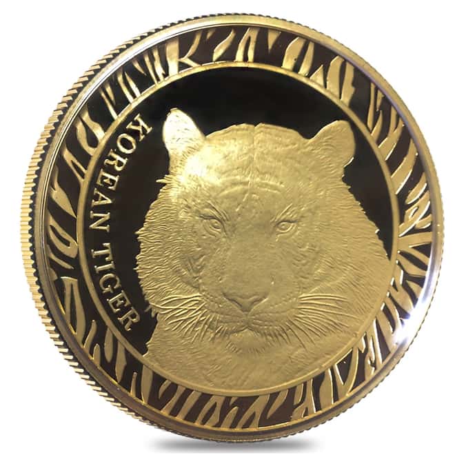 2016 1 oz South Korea Proof Gold Tiger Medal (w/Box)