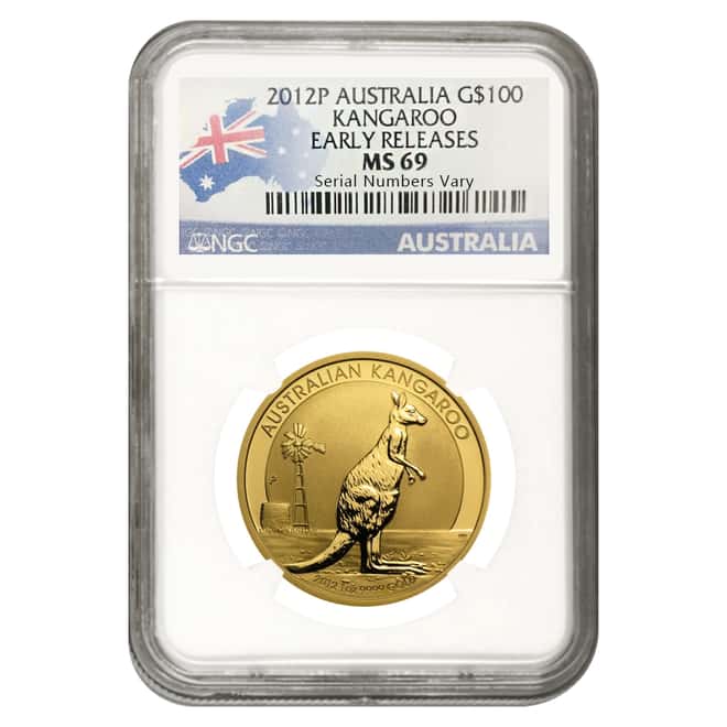 2012 1 oz Australian Gold Kangaroo Perth Mint NGC MS 69 Early Releases