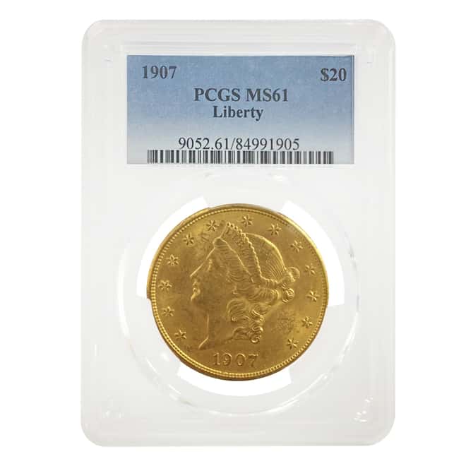 1907 $20 Liberty Head Double Eagle Gold Coin PCGS MS 61