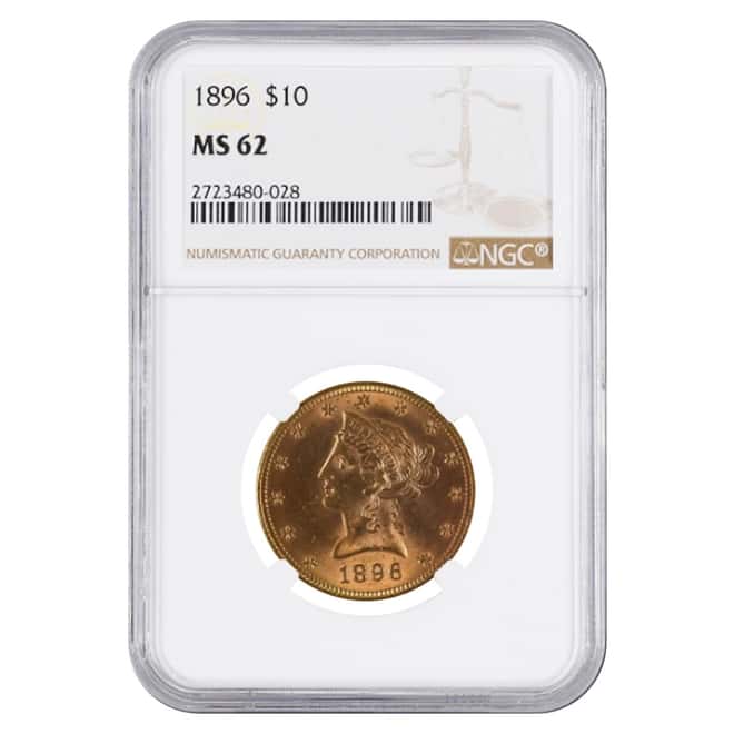 1896 $10 Liberty Head Gold Eagle Coin NGC MS 62 