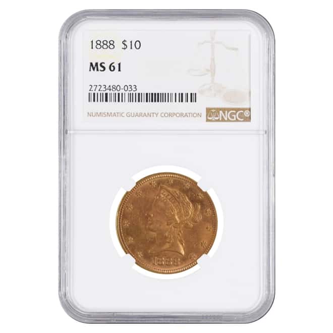 1888 $10 Liberty Head Gold Eagle Coin NGC MS 61