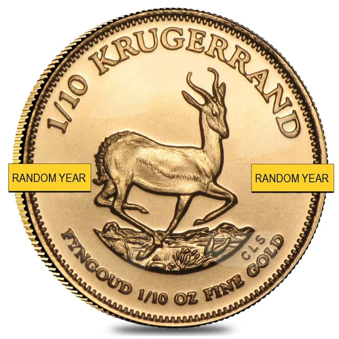 1/10 oz South African Krugerrand Gold Coin (Random Year, Abrasions)