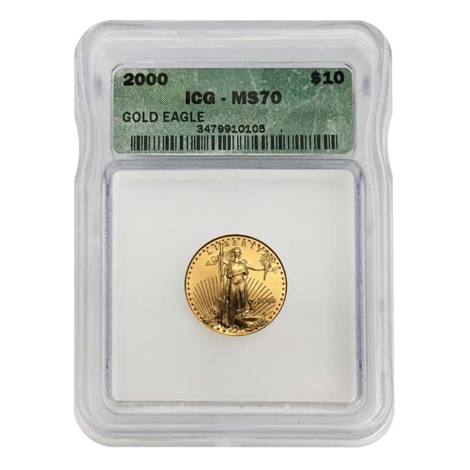 2000 1/4 oz $10 Gold American Eagle ICG MS 70