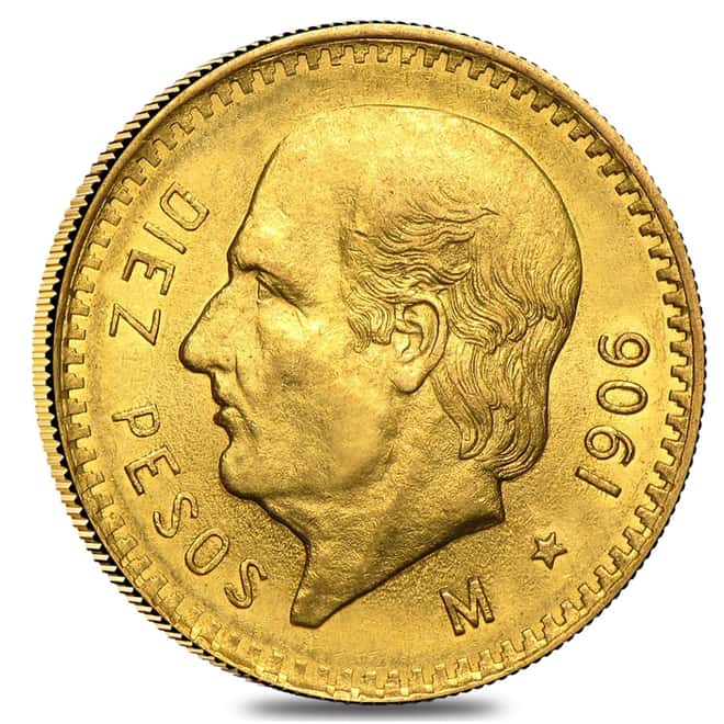 1906 Mexico 10 Pesos Gold Coin AU AGW .2411 oz