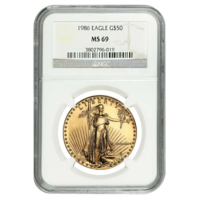 1986 1 oz $50 Gold American Eagle NGC MS 69 (MCMLXXXVI)