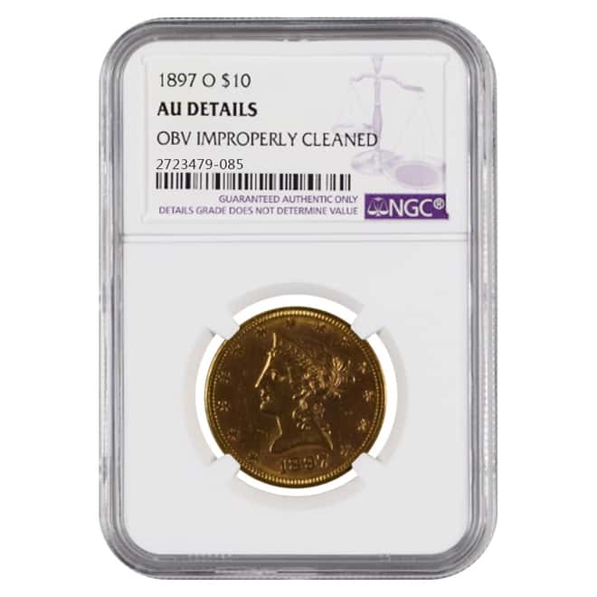 1897 O $10 Liberty Head Gold Eagle Coin NGC AU Details