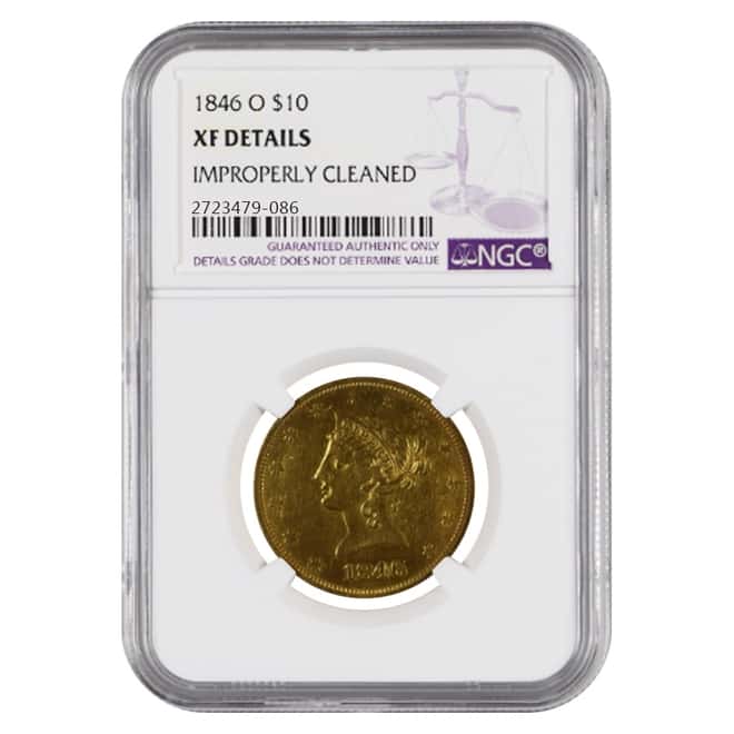 1846 O $10 Liberty Head Gold Eagle Coin NGC XF Details