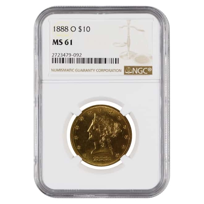 1888 O $10 Liberty Head Gold Eagle Coin NGC MS 61
