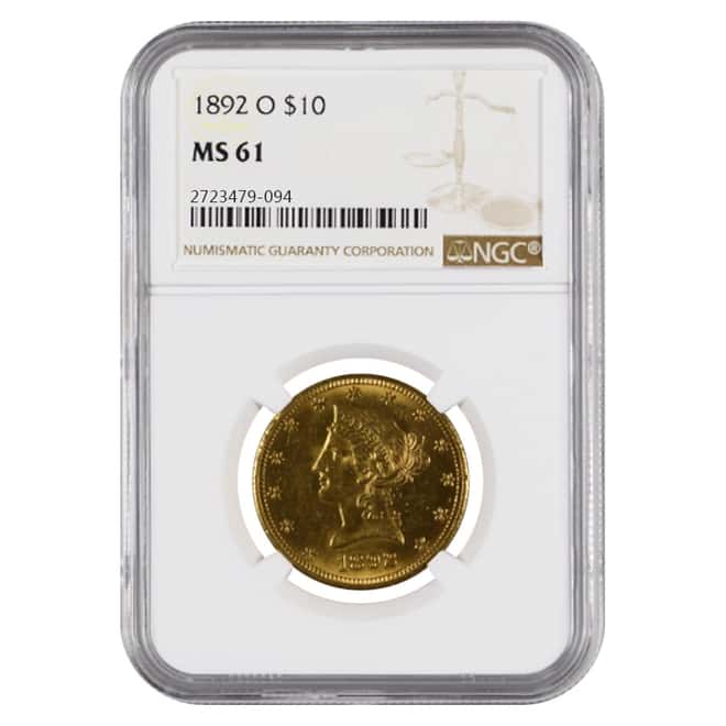 1892 O $10 Liberty Head Gold Eagle Coin NGC MS 61