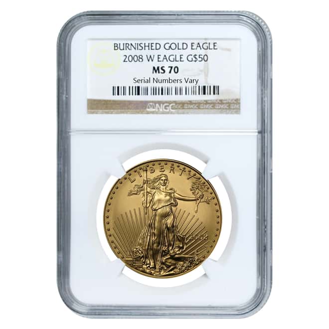 2008 W 1 oz $50 Burnished Gold American Eagle NGC MS 70