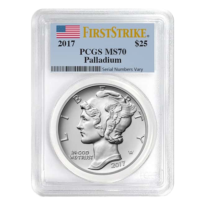 2017 1 oz Palladium American Eagle PCGS MS 70 First Strike