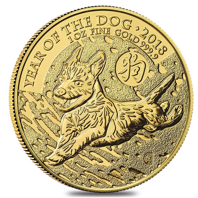 2018 Great Britain 1 oz Gold Year of the Dog Coin .9999 Fine BU