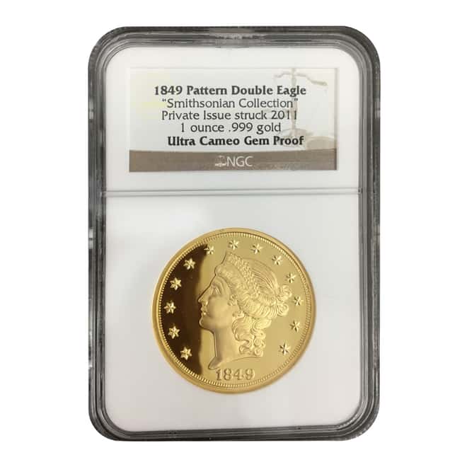 1 oz Gold 1849 Pattern Double Eagle Smithsonian Collection (2011) NGC Gem Proof UCAM (w/Box & COA)