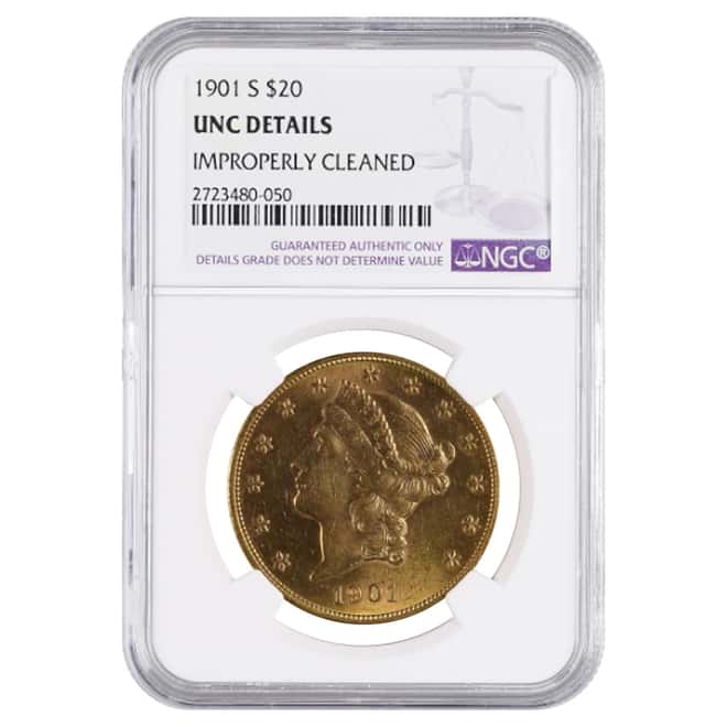 1901 S $20 Liberty Head Double Eagle Gold Coin NGC UNC Details