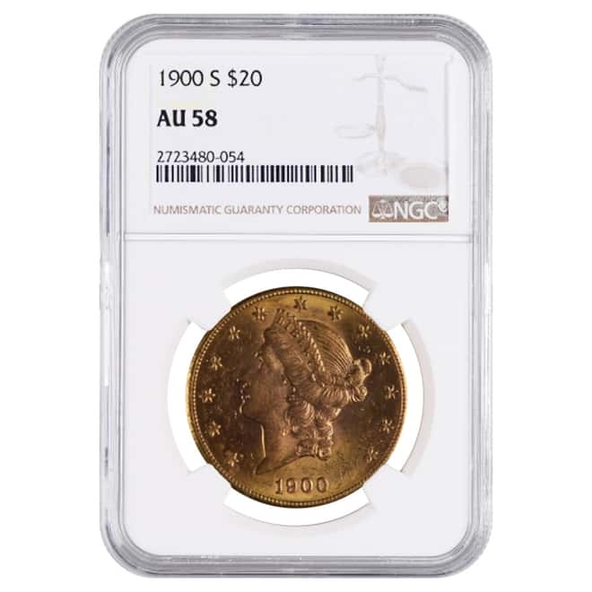 1900 S $20 Liberty Head Double Eagle Gold Coin NGC AU 58
